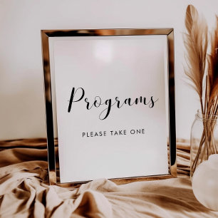 Affiche Élégant panneau mariage Programmes en noir et blan