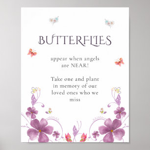 Affiche Élégant Papillons Calligraphie Dans La Mémoire Amo