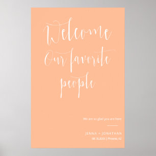 Affiche Élégant Peach Welcome Mariage Cérémonie Signe