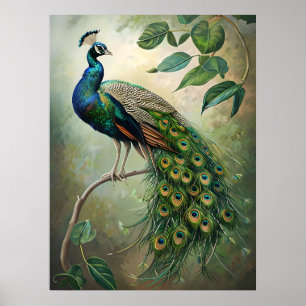 Affiche Elégant Peacock Botanique Mur Art Imprimer