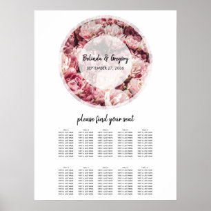 Affiche Élégant Peonies roses Mariage Seonies Chart