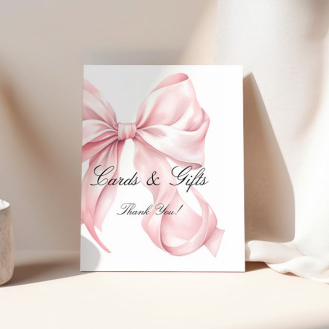 Affiche Elegant Pink Bow Cards and Gifts Sign (Créateur téléchargé)