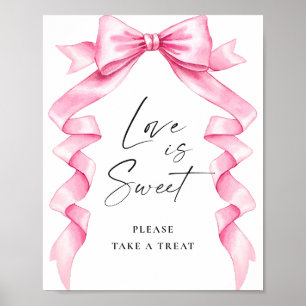 Affiche Élégant Pink Bow Love is Sweet Mariage Sign