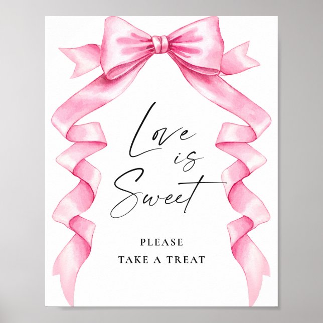 Affiche Élégant Pink Bow Love is Sweet Mariage Sign (Devant)