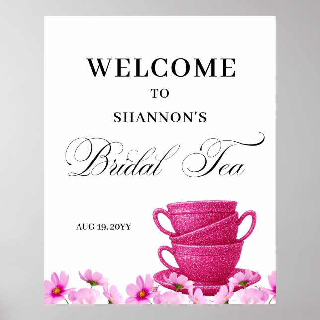 Affiche Elegant Pink Bridal Tea Welcome (Devant)