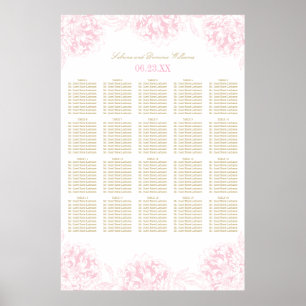 Affiche Elégant Pink Gold Floral Peony Mariage Siège