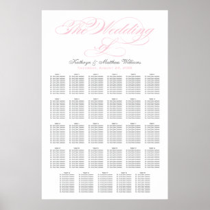 Affiche Élégant Plan de Table de Mariage en Calligraphie R