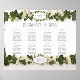 Affiche Elégant plan de table de Mariage Ivy et invitation