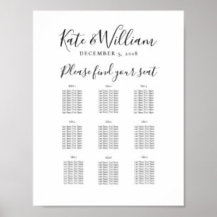 Affiche élégant plan de table partie/mariage