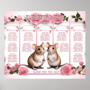 Affiche Élégant plan de table Rose Mariage rose