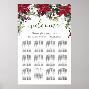 Affiche Élégant Poinsettia 12 Tables Mariage CHART DE SIÈG