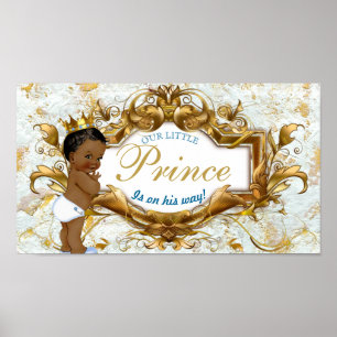 Affiche Elégant Prince Africain Marbre Blanc & Or
