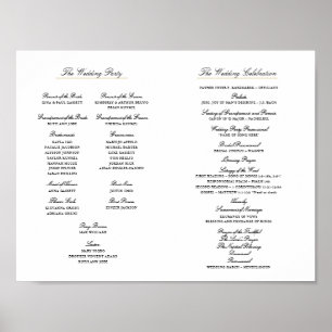 Affiche Élégant programme de mariage de script à l'intérie