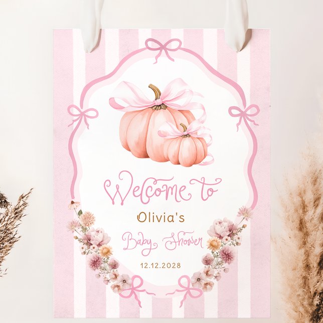 Affiche Elegant Pumpkin Fall Girl Baby Shower Welcome (Créateur téléchargé)