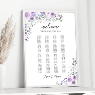 Affiche Élégant Puple Lilac Floral Mariage Carte de siège