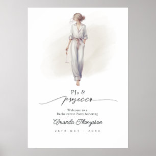 Affiche Élégant pyjama et prosecco : Bienvenue à la soirée