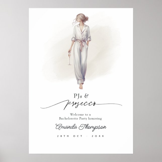 Affiche Élégant pyjama et prosecco : Bienvenue à la soirée (Devant)