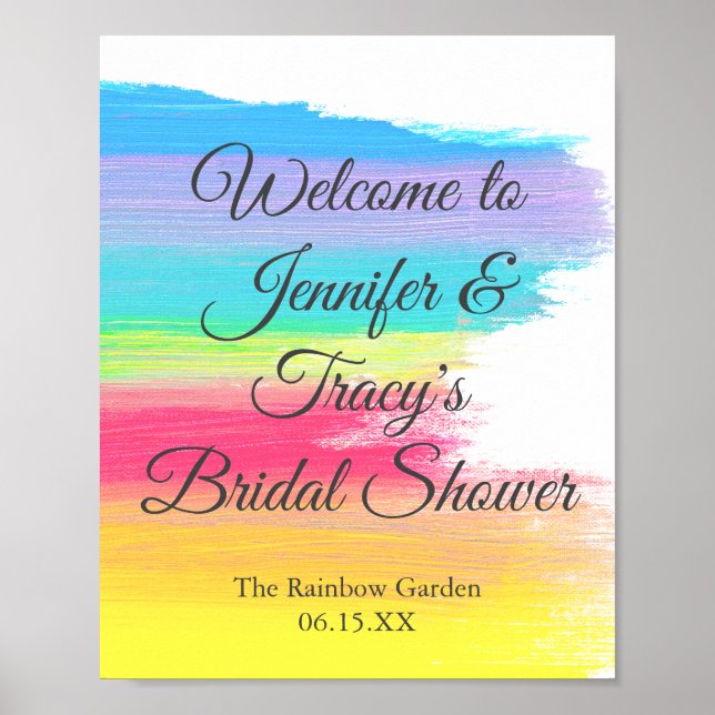 Affiche Elegant Rainbow Personalized Lesbian Bridal Shower (Devant)