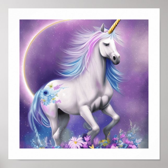 Affiche Elegant Rainbow Unicorn (Devant)