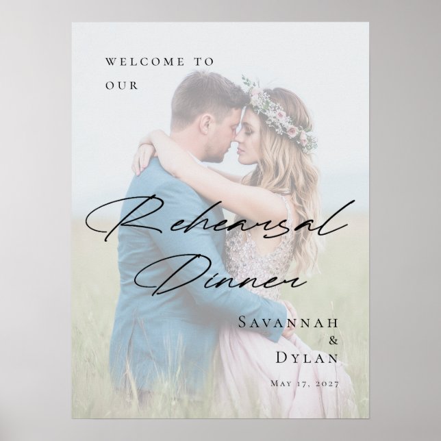 Affiche Elegant Rehearsal Dinner photo welcome (Devant)