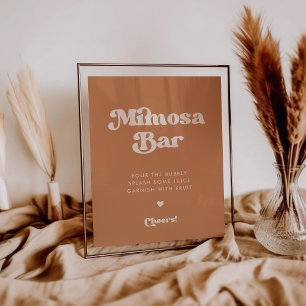 Affiche Élégant rétro Brown sucre Mariage Mimosa signe bar