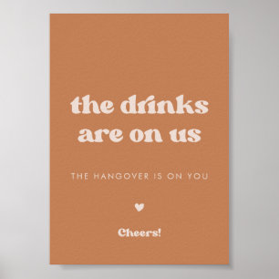 Affiche Élégant rétro Brown sucre Mariage Ouvert signe bar