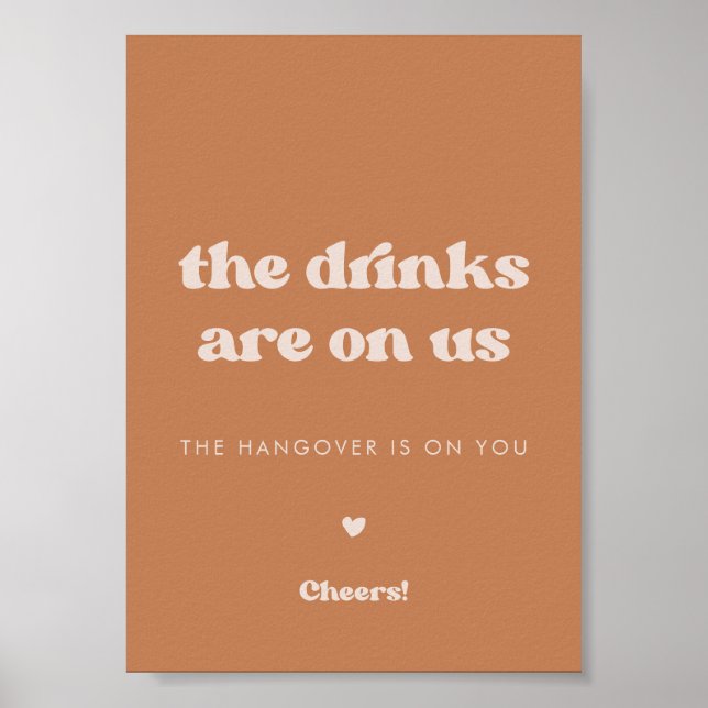 Affiche Élégant rétro Brown sucre Mariage Ouvert signe bar (Devant)