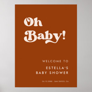 Affiche Élégant rétro Burnt Orange Oh Baby