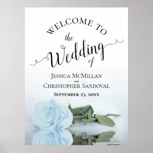 Affiche Élégant Rose bleu pâle Mariage de calligraphie Bie