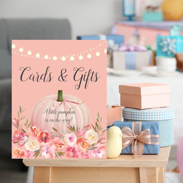 Affiche Élégant Rose Citrouille or Baby shower (Créateur téléchargé)