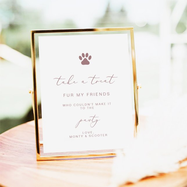 Affiche Élégant Rose de calligraphie Gold Pet Pawty Favori (Créateur téléchargé)