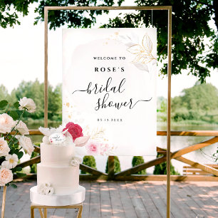 Affiche Elégant rose Fête des mariées Florale Bienvenue