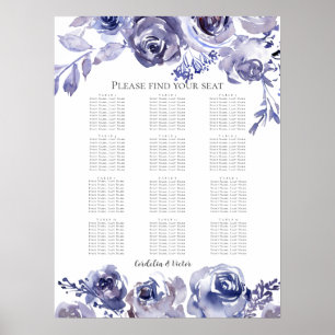 Affiche Élégant Rose Floral Violet Mariage