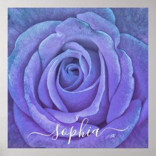 Affiche Élégant Rose Flower Photo Ajouter un nom