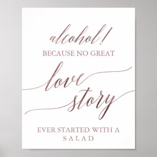 Affiche Élégant Rose Gold Calligraphie Alcool Love Story