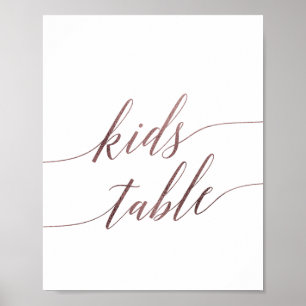 Affiche Élégant Rose Gold Calligraphie Enfants Panneau de