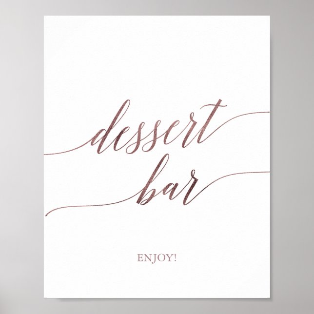 Affiche Élégant Rose Gold Calligraphie Panneau de la barre (Devant)
