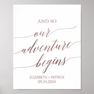 Affiche Élégant Rose Gold Calligraphy Aventure commence