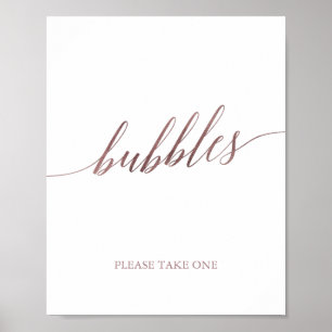 Affiche Élégant Rose Gold Calligraphy Bulles Signe