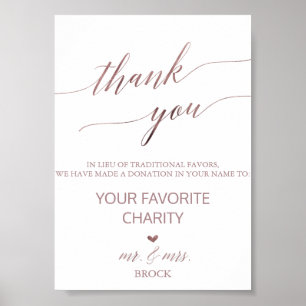 Affiche Élégant Rose Gold Calligraphy Dons Favoriser Signe