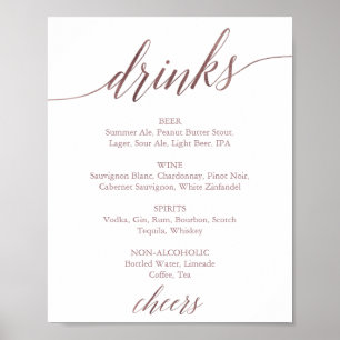 Affiche Elegant Rose Gold Calligraphy Drink Menu Sign