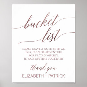 Affiche Élégant Rose Gold Calligraphy Liste de Bucket