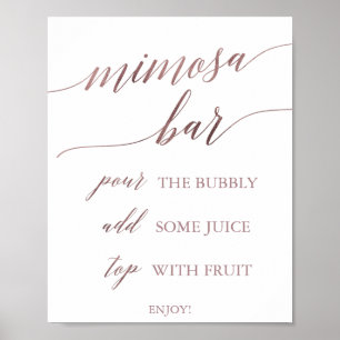 Affiche Elegant Rose Gold Calligraphy Mimosa Bar Sign