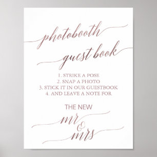 Affiche Élégant Rose Gold Calligraphy Photobooth Guestbook