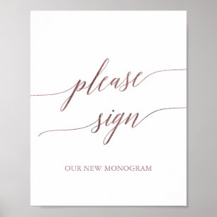 Affiche Élégant Rose Gold Calligraphy S'il vous plaît Sign