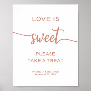 Affiche Élégant Rose Gold Love Is Sweet Prenez Un Signe De