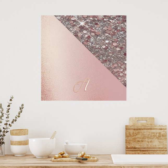 Affiche Elegant Rose Gold Monogram (Cuisine)