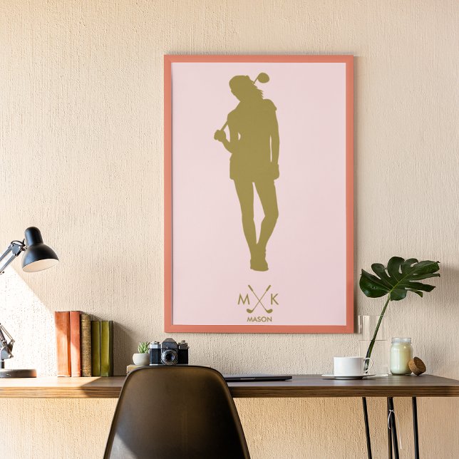 Affiche Élégant rose pâle | Lady Golfer moderne (Créateur téléchargé)