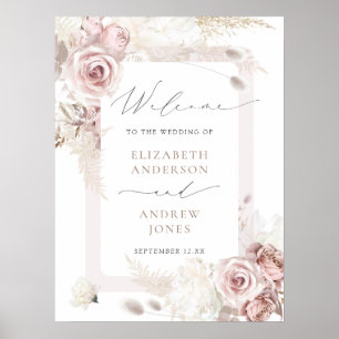 Affiche Élégant Rose Poussiéreux Rose Saumonée Mariage Bie