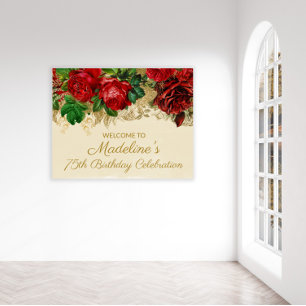 Affiche Élégant Rose rouge Vintage Tan 75e N'importe quel